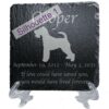 Engraved silhouette memorial slate plaque, stand, Fox Terrier sill1