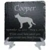 Engraved silhouette memorial slate plaque, stand, German Shepherd 1