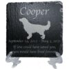 Engraved silhouette memorial slate plaque, stand, Golden Retriever 1