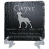 Engraved silhouette memorial slate plaque, stand, Great Dane 1