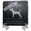 Engraved silhouette memorial slate plaque, stand, Jack Russell Terrier sill1