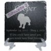 Engraved silhouette memorial slate plaque, stand, King Charles Spaniel sill2