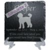 Engraved silhouette memorial slate plaque, stand, Labradoodle sill2