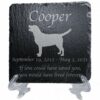 Engraved silhouette memorial slate plaque, stand, Labrador Retriever 1