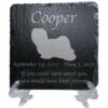 Engraved silhouette memorial slate plaque, stand, Lhasa Apso 1