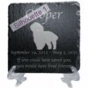 Engraved silhouette memorial slate plaque, stand, Maltese sill1