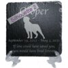 Engraved silhouette memorial slate plaque, stand, Mastiff sill2