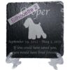 Engraved silhouette memorial slate plaque, stand, Miniature Schnauzer sill2