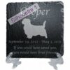 Engraved silhouette memorial slate plaque, stand, Norfolk Terrier sill1