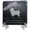 Engraved silhouette memorial slate plaque, stand, Norfolk Terrier sill2