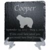 Engraved silhouette memorial slate plaque, stand, Old English Sheepdog 1