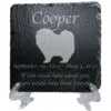 Engraved silhouette memorial slate plaque, stand, Pomeranian 1