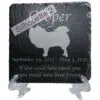 Engraved silhouette memorial slate plaque, stand, Pomeranian sill2