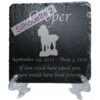 Engraved silhouette memorial slate plaque, stand, Poodle sill2