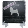 Engraved silhouette memorial slate plaque, stand, Pug sill2