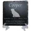 Engraved silhouette memorial slate plaque, stand, Puggle 1