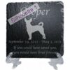 Engraved silhouette memorial slate plaque, stand, Rat Terrier sill1