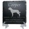 Engraved silhouette memorial slate plaque, stand, Rottweiler 1