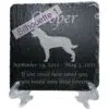 Engraved silhouette memorial slate plaque, stand, Rottweiler sill1