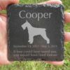 Engraved silhouette memorial slate plaque, grass, Schnauzer 1