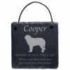 Engraved silhouette memorial slate plaque, cord, Saint Bernard 1