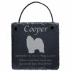 Engraved silhouette memorial slate plaque, cord, Samoyed 1