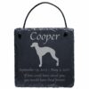 Engraved silhouette memorial slate plaque, cord, Whippet 1