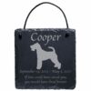 Engraved silhouette memorial slate plaque, cord, Wire Fox Terrier 1