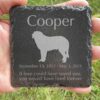 Engraved silhouette memorial slate plaque, grass, Saint Bernard 1