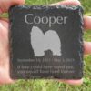 Engraved silhouette memorial slate plaque, grass, Samoyed 1