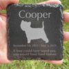 Engraved silhouette memorial slate plaque, grass, West Highland Terrier 1