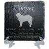 Engraved silhouette memorial slate plaque, stand, Saint Bernard 1