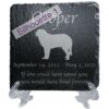 Engraved silhouette memorial slate plaque, stand, Saint Bernard sill1