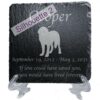 Engraved silhouette memorial slate plaque, stand, Saint Bernard sill2