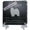 Engraved silhouette memorial slate plaque, stand, Samoyed sill1