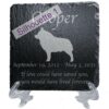 Engraved silhouette memorial slate plaque, stand, Schipperke sill1