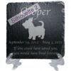 Engraved silhouette memorial slate plaque, stand, Scottish Terrier sill2