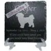 Engraved silhouette memorial slate plaque, stand, Shih Tzu sill1