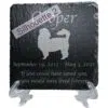 Engraved silhouette memorial slate plaque, stand, Shih Tzu sill2