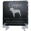 Engraved silhouette memorial slate plaque, stand, Staffordshire Bull Terrier 1