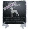 Engraved silhouette memorial slate plaque, stand, Vizsla sill2