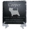 Engraved silhouette memorial slate plaque, stand, West Highland Terrier 1