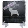 Engraved silhouette memorial slate plaque, stand, West Highland Terrier sill1