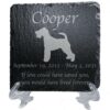 Engraved silhouette memorial slate plaque, stand, Wire Fox Terrier 1