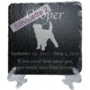 Engraved silhouette memorial slate plaque, stand, Wire Fox Terrier sill2