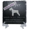 Engraved silhouette memorial slate plaque, stand, Schnauzer sill1