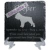 Engraved silhouette memorial slate plaque, stand, Schnauzer sill2