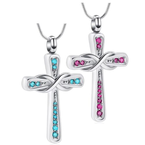 Infinity cross rhinestone pet memorial cremation pendant