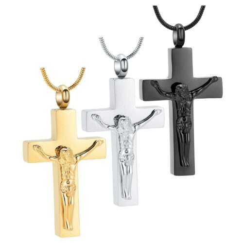 Crucifix stainless steel memorial pet cremation pendant