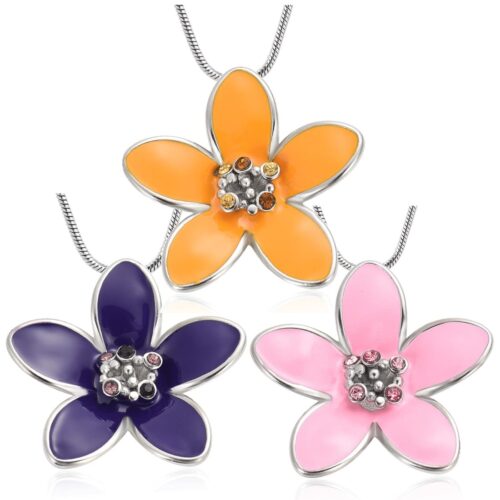 Flower With Colorful Stones stainless steel memorial pet cremation pendant